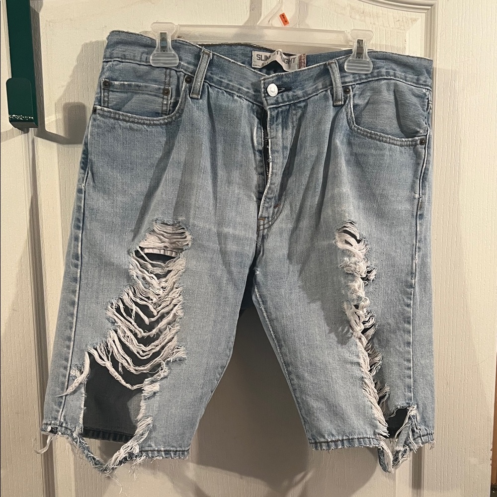 Signature by Levi Strauss Light Blue Ripped Jean Shorts